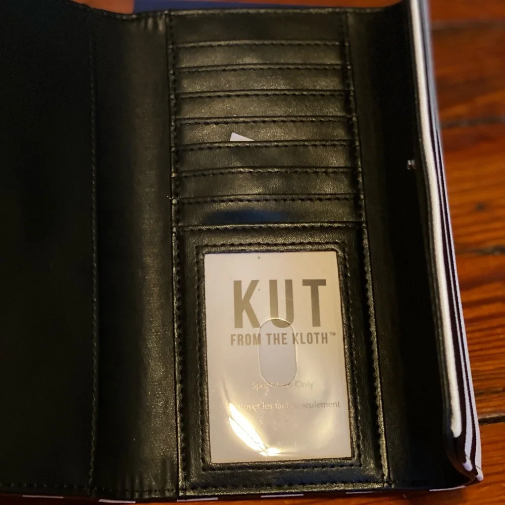 Kut from the Kloth black & white striped wallet NWT